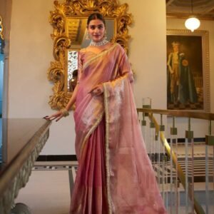 Blush Pink Tissue Saree