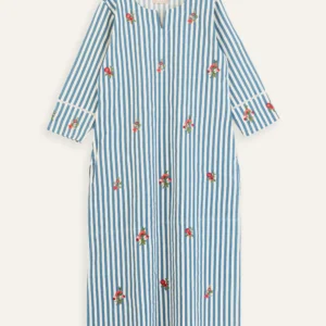 Aadhavi Blue Striped Cotton Kurta