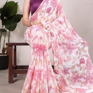 Floral Embroidered Silk Saree