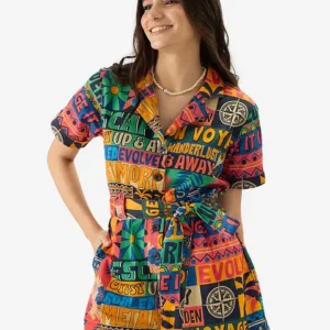 Wanderlust Graphic Belted Romper
