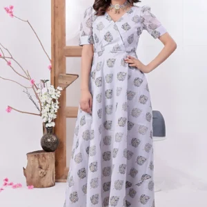 Elegant Leaf Print Maxi Dress