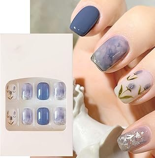 Elegant Marbled Floral Nail Design