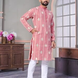 Pink Embroidered Kurta