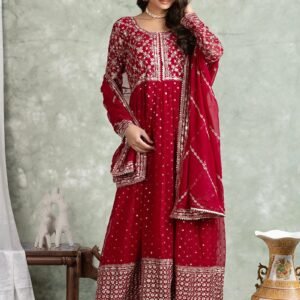 Regal Red Embroidered Anarkali