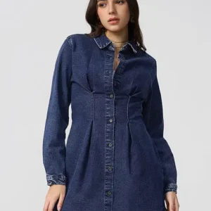 Button-Up Denim Mini Dress
