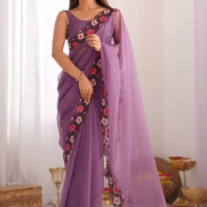 Lavender Embroidered Saree