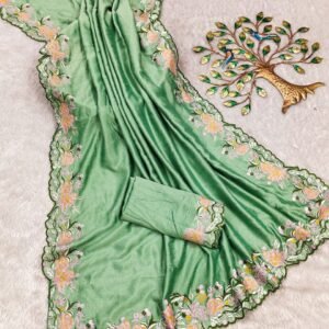 Silk Saree with Floral Embroidery