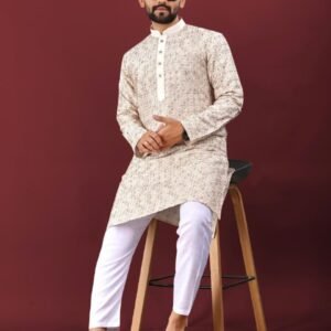 Embroidered Kurta with White Churidar