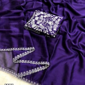 Violet Embroidered Saree