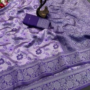 Purple Banarasi Brocade Silk Saree