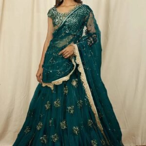 Teal Embroidered Lehenga