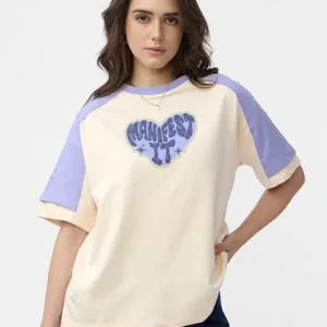“Manifest It” Pastel Colorblock Slogan T-Shirt