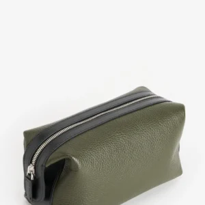 Olive Green Leather Toiletry Bag