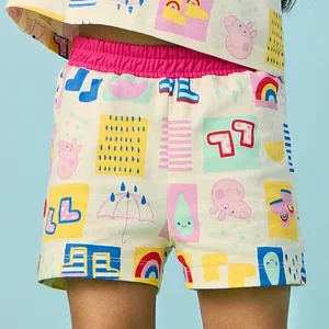 Girls’ Multicolor Cartoon Print Cotton Shorts