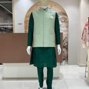 Brocade Kurta with Contrast Sleeves
