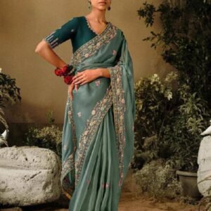 Emerald Elegance Silk Saree