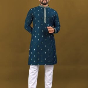 Navy Blue Embroidered Kurta