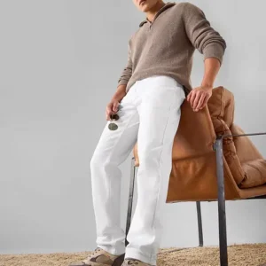 Classic White Straight-Fit Trousers