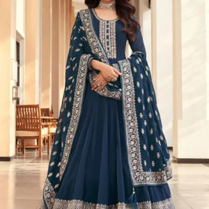 Royal Blue Embroidered Anarkali