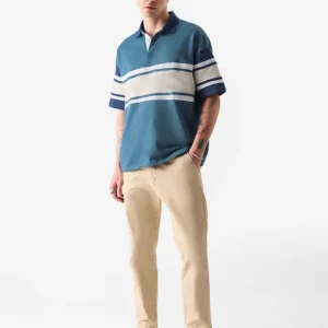Retro Striped Polo Oversized T-Shirt