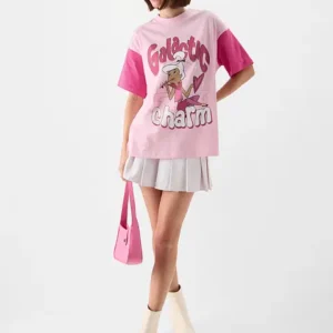 Oversized Pink Graphic T-Shirt