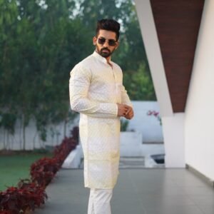 Elegant Ivory Brocade Kurta