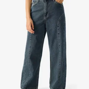 Structured Stitch Wide-Leg Jeans