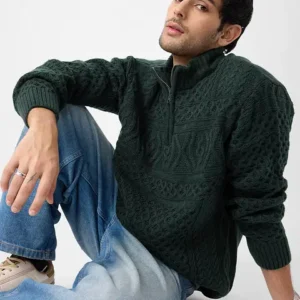 Cozy Cable-Knit Quarter-Zip Sweater