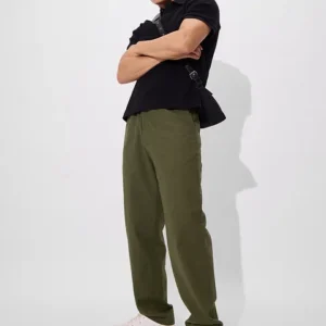 Relaxed Fit Olive Green Trousers