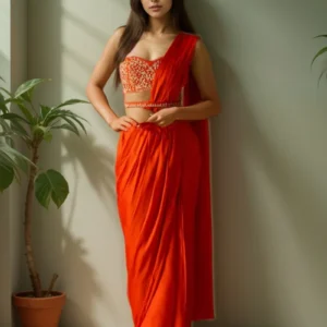 Vibrant Orange Saree