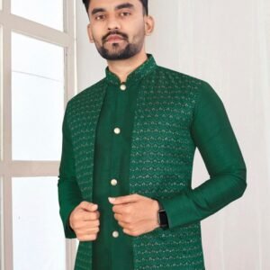 Green Kurta with Nehru Jacket
