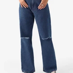 Distressed Knee Straight-Leg Jeans