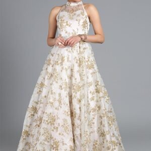 Gold Floral Elegance Maxi Dress