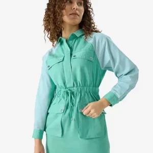 Colorblock Utility Shirt Dress