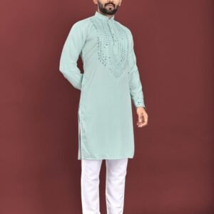 Sky Blue Embroidered Kurta