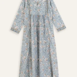 Floral Grey Printed Long Dress
