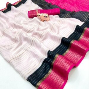 Elegant Pink and Black Traditional Saree