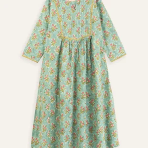 Green Floral Block Print Dress