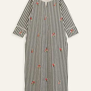 Haniya Black Striped Cotton Kurta