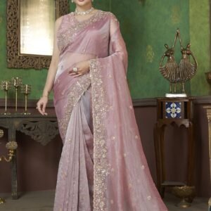 Blush Rose Gold Elegance Saree