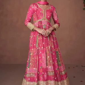 Pink Embroidered Anarkali