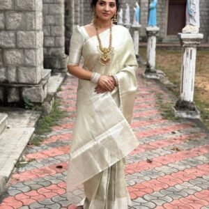 Off-White Banarasi Saree