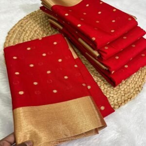 Red and Gold Polka Dot Saree