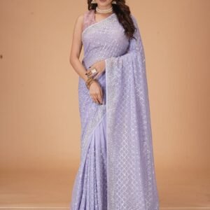 Lilac Silver Sparkle Saree