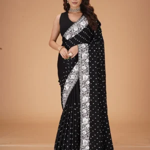 Elegant Black and Silver Saree