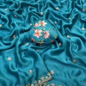 Blue Floral Embroidered Saree