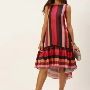 Sunset Stripe Asymmetrical Dress