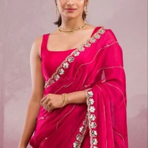 Pink Embroidered Saree