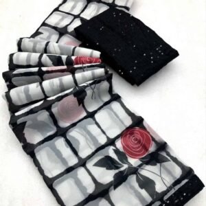 Black and White Printed Saree
