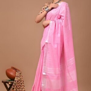 Rosy Pink Silk Saree